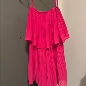 Vibrant Pink Pleated Romper